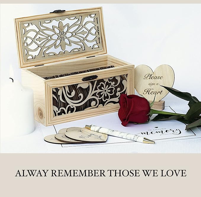 Jecor Alternative Guest Book Box - Wedding Guest Book Alternative - Pattern | 62 Large Wooden Hearts - Baby Shower, Bridal Shower, Anniversary, Birthday, Retirement, Funeral Guest Book Alternatives - Image 9