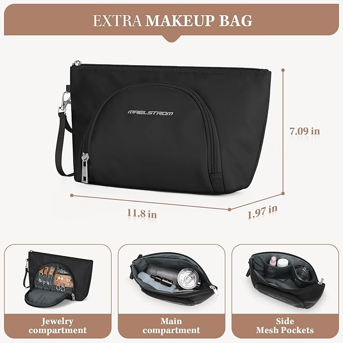 Maelstrom Gym Bag for Women,40L Travel Duffel Bag with Shoes Compartment and Wet Pocket,Waterproof Carry On Weekender Bag,Sport Gym Tote Bags Swimming Yoga, Hospital Holdalls（Black） - Image 5