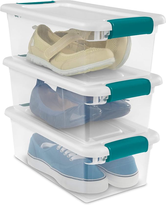 Sterilite 6 Quart Latching Box, Small Clear Plastic Storage, White, 12 Pack - Image 8