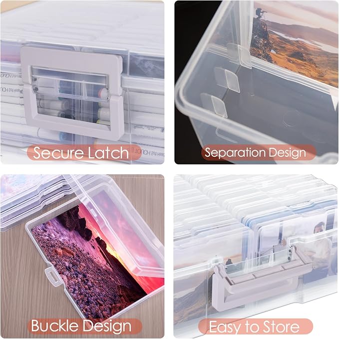 Photo Storage Box 5" x 7", Extra Large Photo Storage Container | 18 Inner Cases, Clear Picture Box with Handle, Seeds Organizer for Pictures, Arts, Crafts, Sewing, Stickers, Office Supplies - Image 5