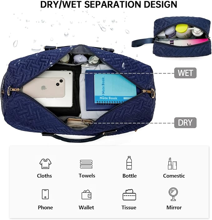 Duffle Bag for Travel, Weekender Bag with Shoe Compartment, Carry On Overnight Bag for Women with Toiletry Bag, Gym Bag with Wet Pocket, Hospital Bags for Labor and Delivery Beige - Image 5