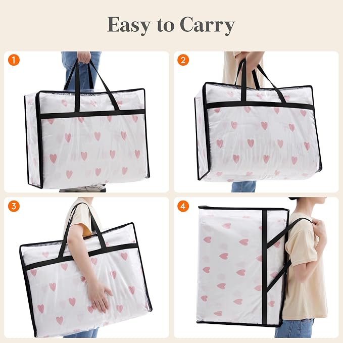 Lifewit 8 Pack Clear Clothes Storage Bags, 75L Plastic Blanket Storage Bag, Vinyl Foldable Moving Bags with Zipper, Closet Organizers and Storage Containers for Bedding, Duvet, Comforter - Image 6