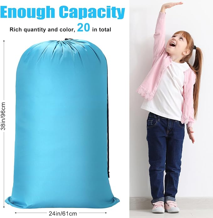 Sanwuta 80 Pcs Large Laundry Bags Bulk,Multicolor | 38" x 24" Travel Laundry Bags for Clothe, Washable Heavy Duty Bag, Camping College Apartment - Image 3