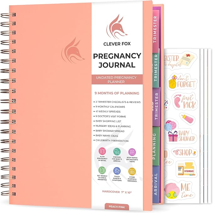 Clever Fox Pregnancy Journal, Expecting First Time Mom Planner Peach Pink | Organized pregnancy & baby diary with weekly countdown calendars & checklists, maternity memory book, ivf 9 x 10.5 in by CleverFox