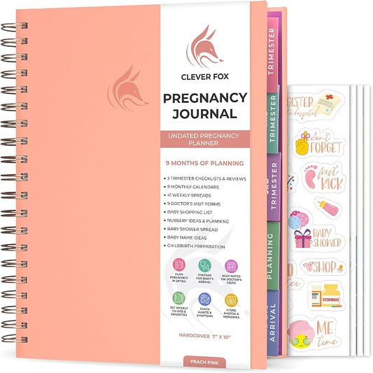 Clever Fox Pregnancy Journal, Expecting First Time Mom Planner Peach Pink | Organized pregnancy & baby diary with weekly countdown calendars & checklists, maternity memory book, ivf 9 x 10.5 in by CleverFox