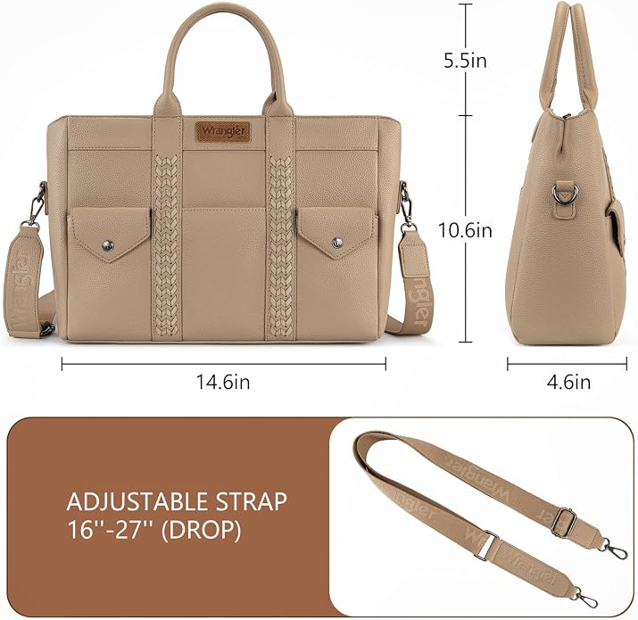 Wrangler Work Tote Bag for Men and Women Business Teacher Bag Large Capacity Briefcase Handbag with Adjustable Strap - Image 4