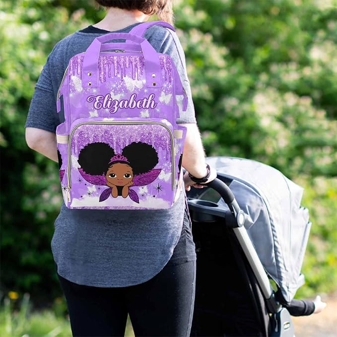 MyPupSocks Diaper Bag Personalized with Name, Multifunction Custom Diaper Bag Nursing Baby Bags Nappy Bag for Baby Girl Boy, Large Capacity Shoulder Bag Casual Daypack Travel Backpack for Mom - Image 2