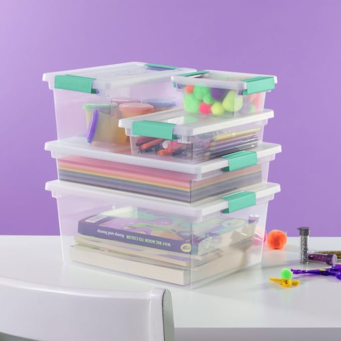 Sterilite Mini Clip Box, Clear Storage Bin with Latching Lid, 6 Pack | Storage Containers with Latching Lids for Writing, Arts or Crafts Supplies - Home, Office, Classroom & Workshop Organization - Image 4