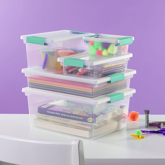 Sterilite Clip Box, Stackable Clear Plastic Bins- Mini, 12-Pack | Storage Containers with Latching Lids for Writing, Arts or Crafts Supplies - Home, Office, Classroom & Workshop Organization - Image 4