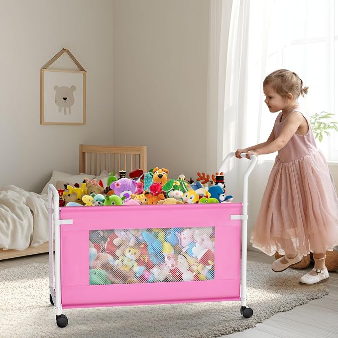 KEEGH Extra Large Toy Box for Kids, Heavy Duty Toy Storage Organizer, Pink | 180 L Capacity, 360° Rotating Wheels, Durable Fabric, Toy Bin for Boys and Girls, Toy Chest for Living Room, Nursery, Bedroom - Image 3