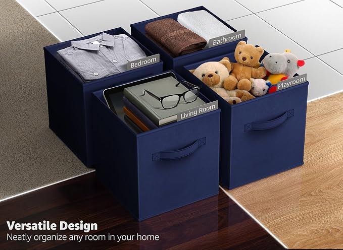 Sorbus Fabric Storage Cubes - 6 Foldable Storage Bins for Organizing Pantry, Cubbies, Toy Box - Clothes Storage & Closet Organizer - 13 Inch Collapsible Cube Baskets for Shelves with Handle - Image 5