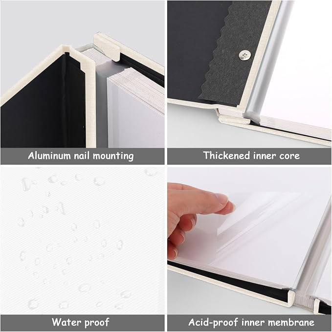 Zesthouse Photo Album Self Adhesive Pages, 60 Pages Magnetic Scrapbook Albums with Sticky Page, Photos Album Holds 8x10 & 5X7 & 4x6 & 6x8 & 3x5, Large Picture Book Ideal Gift for Family Wedding Baby - Image 6