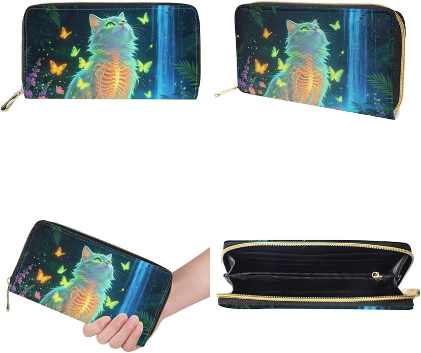 GIFTPUZZ Women Top Handle Bags Handbags with Zipper Leather Wallet Cash Card Phone Holder and Makeup Bag Set 3pcs - Image 7