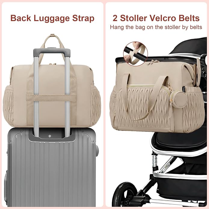 Diaper Tote Bag for Baby 6PCS, Large Mom Hospital Bags with Changing Pad | Mommy Bags for Labor and Delivery, Baby Shower Girl Boy Gift, Mama Bag with Pacifier Case Storage Bag and Shoulder Strap - Image 6