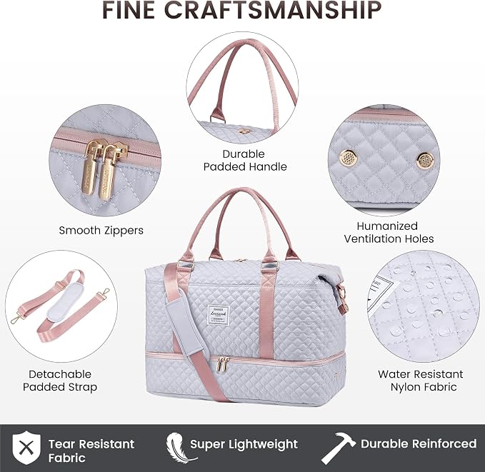 LOVEVOOK Travel Duffle Bag,Weekender Bags for Women with Shoe Compartment，Carry on Overnight Bag with Toiletry Bag,Gym Duffel Bag with Wet Pocket, Hospital Bags for Labor and Delivery - Image 8