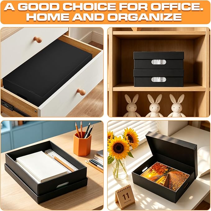 AOBOPLE 6 Pack Photo Storage Box,11" x 14" x 4" Archival Storage Box with Lids,Protective Storage Box for Photo,Pictures,11x14 Documents, Keepsakes and Jewelry Home and Office Organizer - Image 4