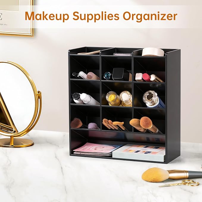 BEYGORM Acrylic Vertical Marker Organizer for 150 Markers, Desk Orgaizer | 13 Compartments Clear Angled Pen & Pencil Holder, Large Stationery & Art Supply Storage for School (10.2 x 9.8 x 4 Inch) - Image 5