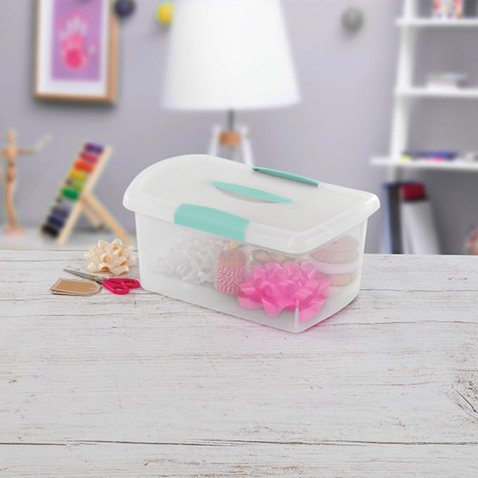 Sterilite Medium Nesting ShowOffs, Stackable Small Storage Bin with Latching Lid and Handle, Plastic Container to Organize Home, Clear, 18-Pack - Image 4