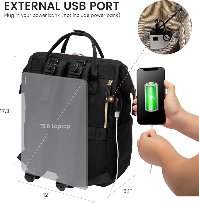 LOVEVOOK Diaper Bag Backpack, Baby Bag with Changing Station, Large Diaper Backpack for Moms Dads, Waterproof Leather Accents Baby Boy and Girl Bag for Travel Baby Essentials, Black - Image 5