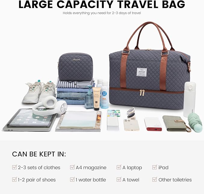 LOVEVOOK Travel Duffle Bag,Weekender Bags for Women with Shoe Compartment，Carry on Overnight Bag with Toiletry Bag,Gym Duffel Bag with Wet Pocket, Hospital Bags for Labor and Delivery - Image 7