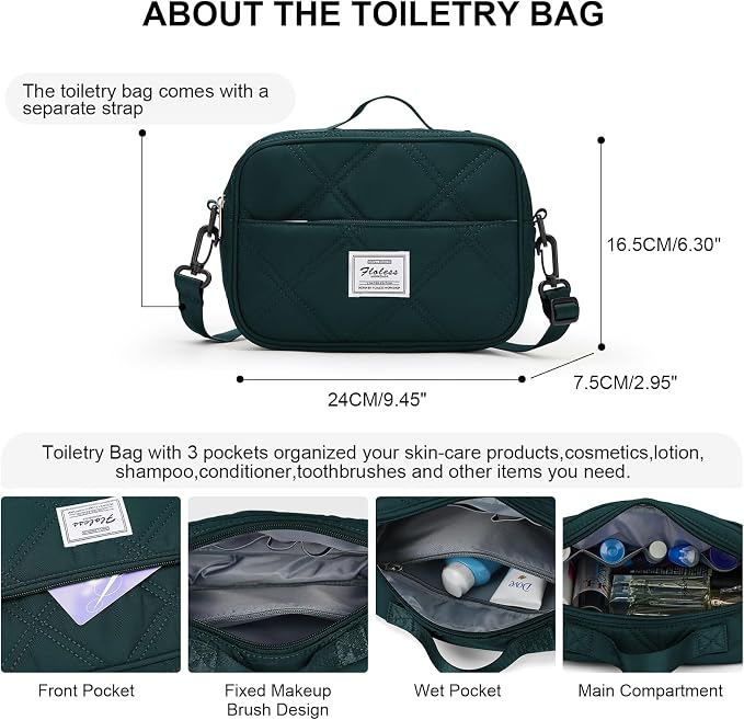Weekender Bags for Women, Personal Item Travel Bag with Shoes Compartment | Overnight Travel Duffel Bag with Quilted Toiletry Bag, Airplane Friendly Carry-On Bag - Image 5