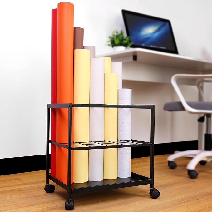 Blueprint Storage Rack Cart - 20 Slots Metal Blueprint Holder with Double-Layer Grids Ensures Secure, Non-Slip Storage, Organizing Posters, Architectural Plans, and Artwork Stably. (20 Slots) - Image 3