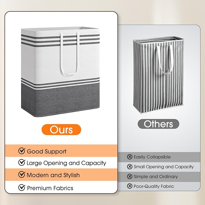 3 Pack Large Laundry Baskets, Laundry Hampers, Freestanding Waterproof Collapsible Clothes Bag with Extended & Reinforced Handles - Clothes Basket for Dorm, Bathroom, Home (100L) - Image 5