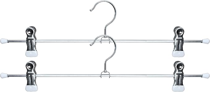 Mawa by Reston Lloyd Non-Slip Space-Saving Clothes Hanger for Pants & Skirts with Two Clips, Style K/40D, Set of 2, 15-3/4", White by Mawa