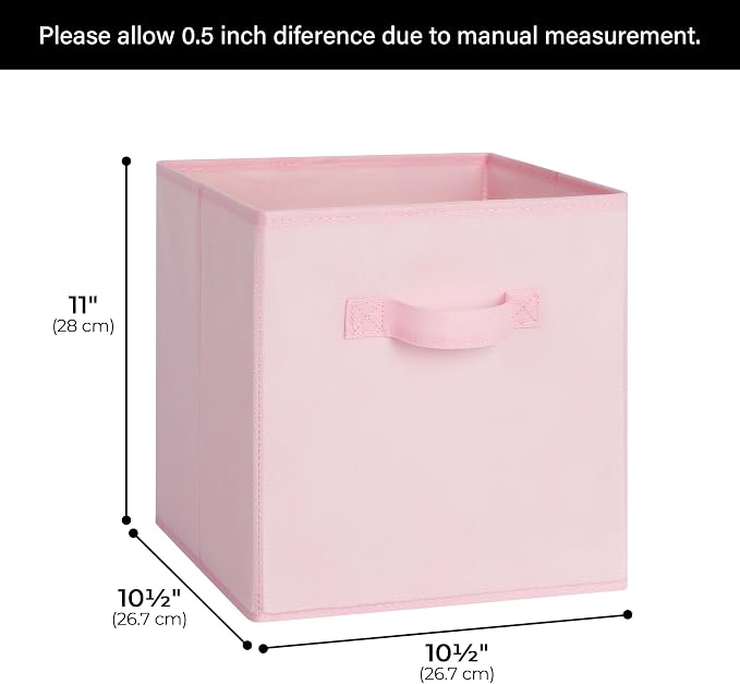 Cupic Cupid 6-Pack 11x11 Storage Cubes, Cube Storage Organizer, Pink | Foldable, Reinforced Front Handle, Holds Clothes, Toys, Blankets and More, Fits Closet, Cube Shelves, Nursery, Bedroom - Image 4