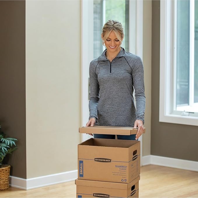 Bankers Box 20-Pack Recycled Medium-Duty File Box, Letter/Legal, FastFold | Speed through filing with FastFold setup, sturdy stacking, reinforced handles, and dependable document protection. - Image 2