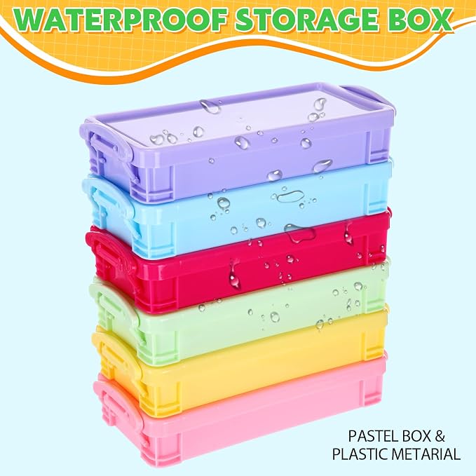 Cholemy 30 Pcs Plastic Pencil Box Bulk Large Capacity Pencil Case Crayon Box with Snap Tight Lid Stackable Organizer Container, Operation Christmas Item Bulk for Pen Stationery School Supply(Pastel) - Image 4