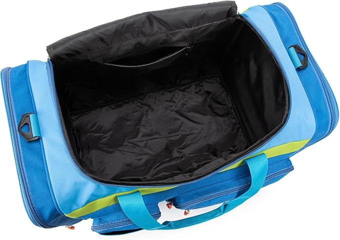 Large Kids Duffle Bag for Travel, Overnight or Weekend, Blue | Roomy Size: 22.0" L x 12.0" H x 12.0" W, Made of Thick Polyester Fabric - Image 4