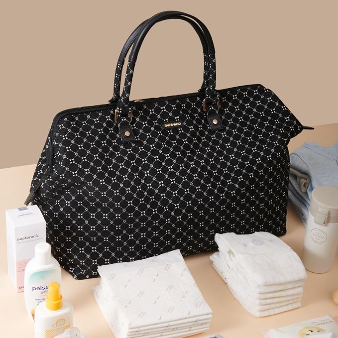SUNVENO Mommy Bag, Large Hospital Bag with Changing Pad, Organizer Pouches & Luggage Sleeve for Travel & Diaper Essentials - Image 5