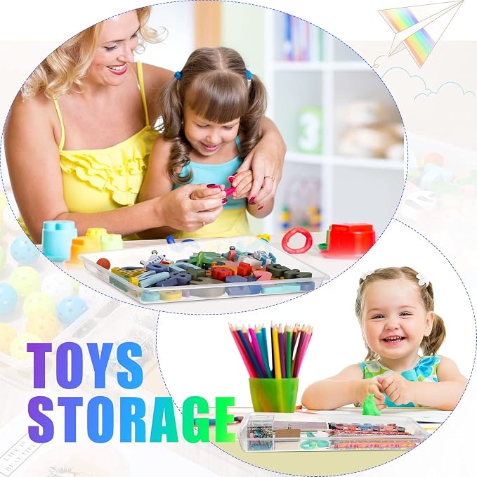 Maitys 15 Pack Plastic Art Trays 12 x 16 Inch Activity Crafts Trays Sensory Tray DIY Projects, Painting, Beads, Jewelry Office Home Organizer Arts and Crafts Supplies(Clear) - Image 5