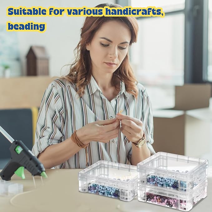Suzile 70 Pcs Plastic Crayon Box with Lid Clear Crayon Organizer Stackable Storage Containers Bulk Pastel Holder Case for Office School Classroom Supplies Pen Pencil Art Crafts - Image 7