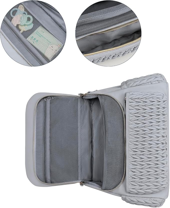 Lmbabter Diaper Bag Backpack Messenger Bag Travel Backpack Maternity Bags Stylish Baby Bag with Changing Pad for Mom (Grey B) - Image 5