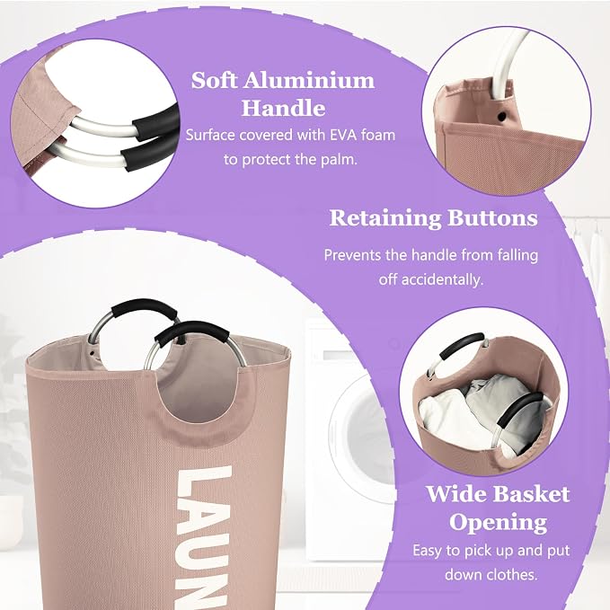 125L Extra Large Laundry Basket with Handles, Folding Dirty Clothes Hamper, Independent Laundry Hamper in 600D Oxford Fabric, Rugged Storage Basket for Family, Dorm, Khaki - Image 9