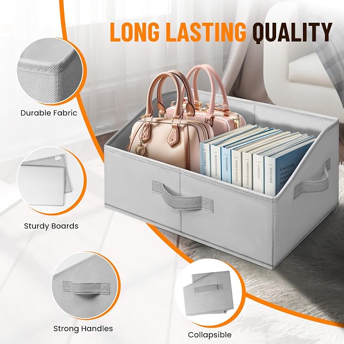 Closet Organizers Bins 4 Pack - Large Collapsible Shelf Organizer with Handles - Fabric Trapezoid Home Organization and Storage Baskets for Organizing Clothes Toy Blanket Towel Purse Hats - Image 5
