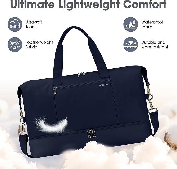 Women's Weekender bag Travel Duffel Bag with Shoe Compartment 21-inch Airline-Approved Carry-On, 2-Piece Overnight Bag Set Personal Item Luggage - Image 2