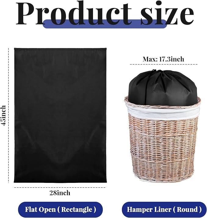 Woanger 12 Pack 28 x 45 Inch Extra Large Laundry Bags Bulk, Black | Washable Polyester, Drawstring Closure, For Clothes and Bedding, Foldable for College Dorms, Hotels, Camping and Travel - Image 2