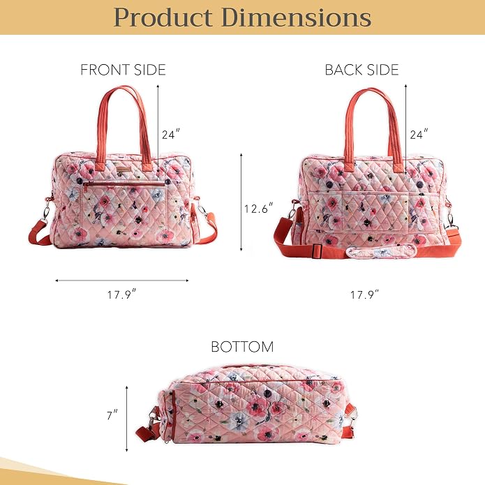 Maison d' Hermine Weekender Bags for Women Cotton Quilted Duffel Overnight Luggage Weekend Bag for Men Gym Gifts Travel | Overnight Luggage Weekend Bag for Men Gym Sports Gifts Duffle bag Business Travellers Trip Spring Summer - Image 6