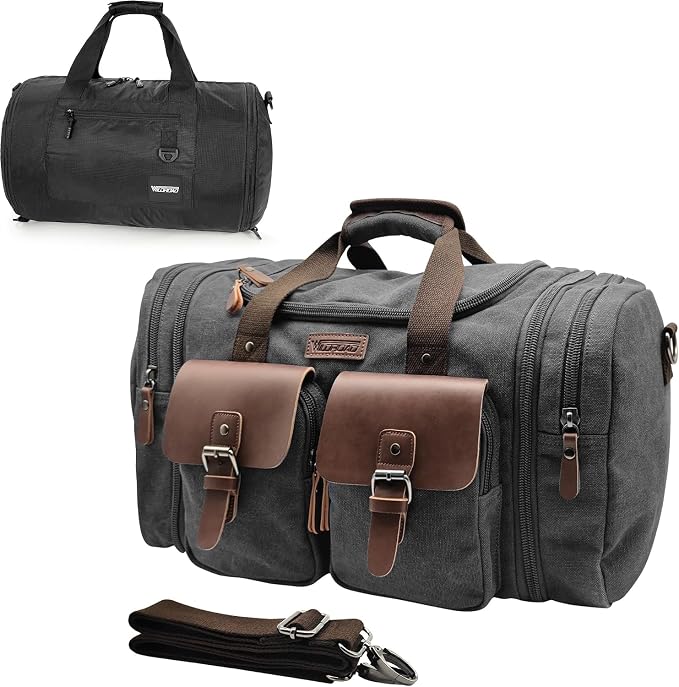 Wildroad Gym Bags for Men & Expandable Canvas Duffle Bag - 50l Travel Kit | Gifts for Men, Holiday Birthday Gift for Dad, Husband & Partner, Carry-on Size by WILDROAD