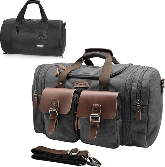 Wildroad Gym Bags for Men & Expandable Canvas Duffle Bag - 50l Travel Kit | Gifts for Men, Holiday Birthday Gift for Dad, Husband & Partner, Carry-on Size by WILDROAD