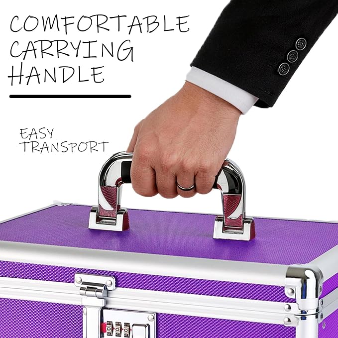 Hanging File Box for Letter, All-in-one set with 10 Folders | Portable Locking Filing Storage Box with Handle & Shoulder strap, Lockable File Cabinet Documents Safe, Lockbox Doc Organizer - Image 6