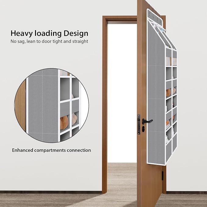 Univivi Upgraded Over the Door Organizer for Baby Nursery, Grey, 5-Shelf | Fabric Door Organizer with Clear Window Deep Pockets, Over Door Hanging Organizer for Baby Essential, Bedroom, and Dorm - Image 2