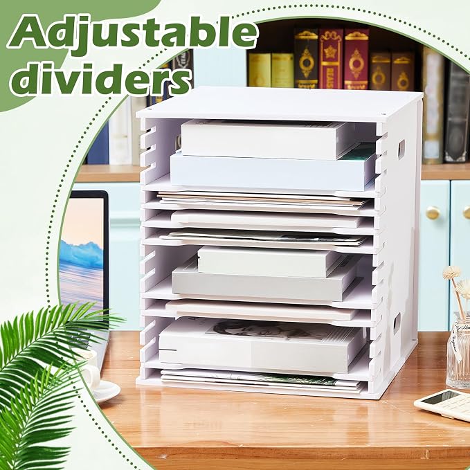 CroBlissful 15 Tier 12" x 12" Scrapbook Paper Organizer Adjustable Desk Scrapbook Paper Sorter Storage Rack File Organizer Wide Document Holder for School Office Home(12.99 x 13.78 x 14.96 Inches) - Image 5
