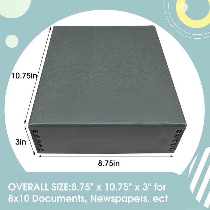 Golden State Art, Drop Front Archival Storage Box, Gray, 8.75x10.75x3 Inch | Acid-Free Museum Box with Metal Edge Corner, for Storing Artwork Photos Documents Prints Arts And Crafts - Image 3