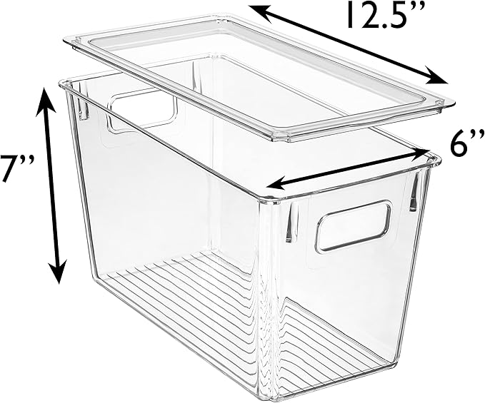 ClearSpace Plastic Storage Bins with Lids for Pantry & Fridge, 4 Pack | Modern plastic storage bins with lids for pantry and refrigerator organization, 9L capacity, transparent rectangular shape - Image 6