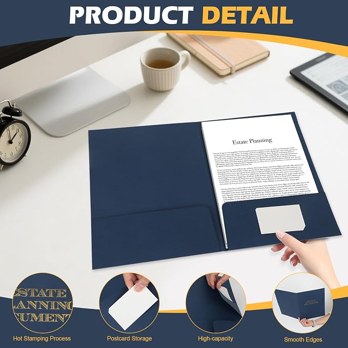 30Pcs Blue Estate Planning Documents Pocket Folders 9x12inch Estate Planning Portfolio Estate Planning Documents Estate Planning Organizer,Real Estate Folders for Legal Professionals - Image 4