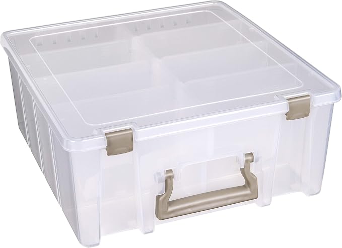 ArtBin 6990ZZ Super Satchel Double Deep 3-Pack, Portable Art & Craft Organizers with Handles, [3] Plastic Storage Cases, Clear & Gold - Image 4